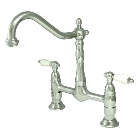 Kingston Brass KS1171PL Heritage Bridge Kitchen Faucet, Polished Chrome KS1171PL